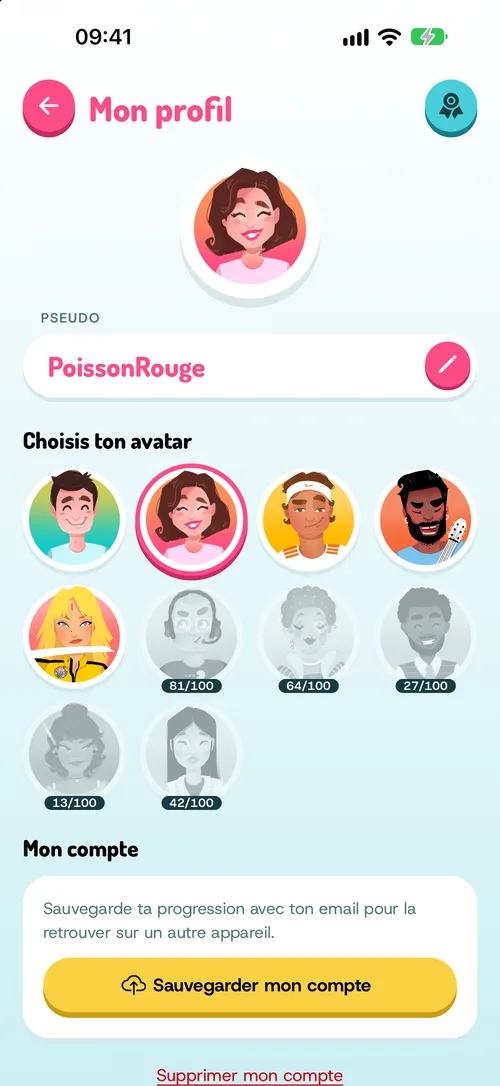 Le profil du joueur et les avatars à débloquer